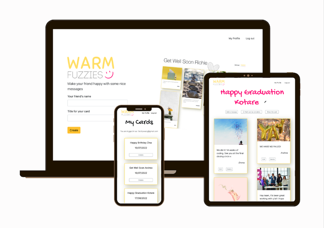 warm fuzzies website mockup